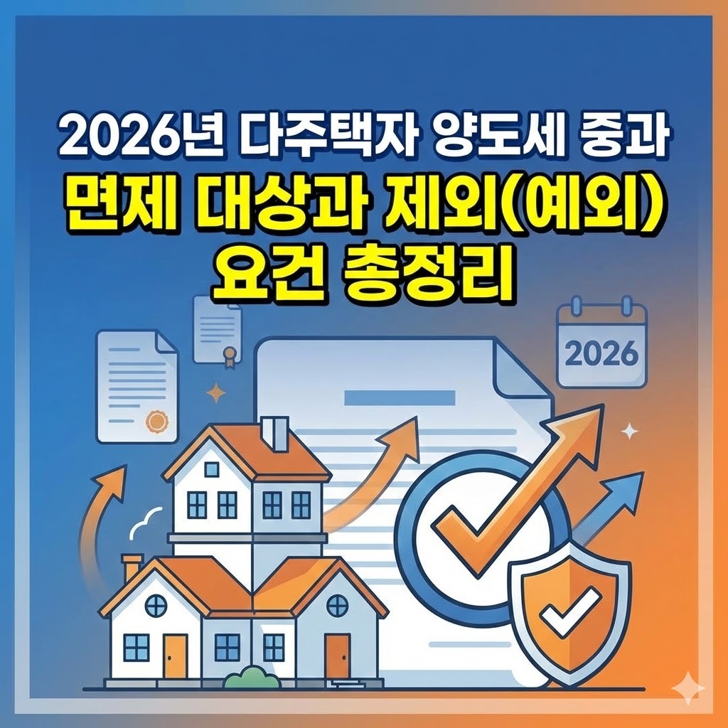 2026년 다주택자 양도세 중과 면제 대상과 제외(예외) 요건 총정리 2026년 다주택자 양도세 중과 면제 대상과 제외(예외) 요건 총정리