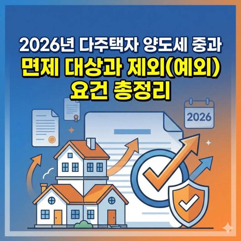 2026년 다주택자 양도세 중과 면제 대상과 제외(예외) 요건 총정리