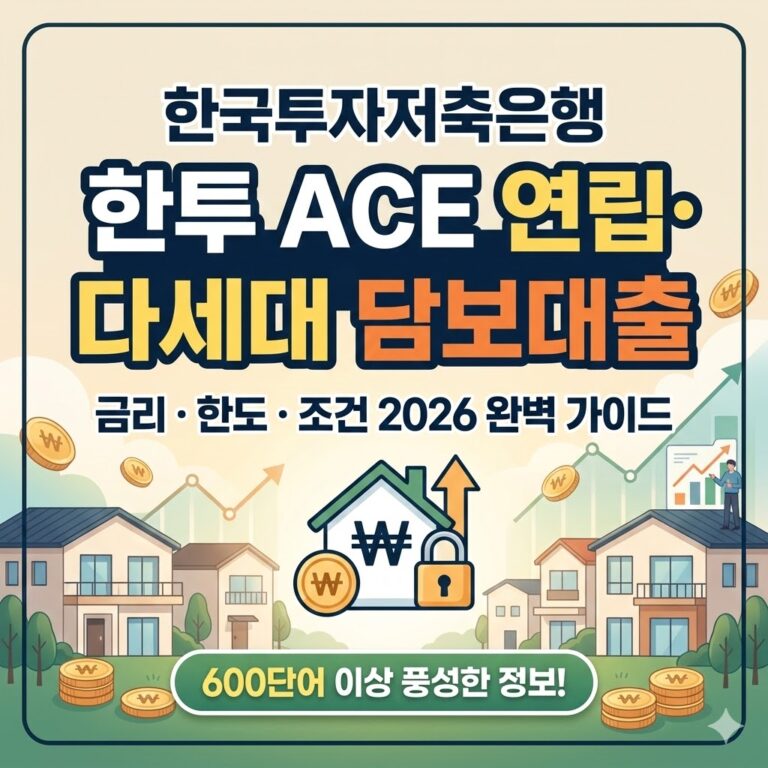 한국투자저축은행 한투 ACE 연립·다세대 담보대출 금리 한도 및 조건 2026년 최신 총정리