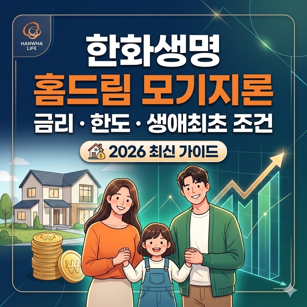 한화생명 홈드림 모기지론 금리 한도 및 생애최초 조건 2026년 최신 가이드