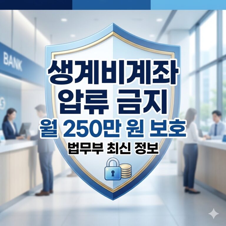 2026년 생계비계좌 도입 신용불량자 압류방지통장 월 250만 원 압류 금지 혜택 및 은행별 개설 방법 완벽 가이드