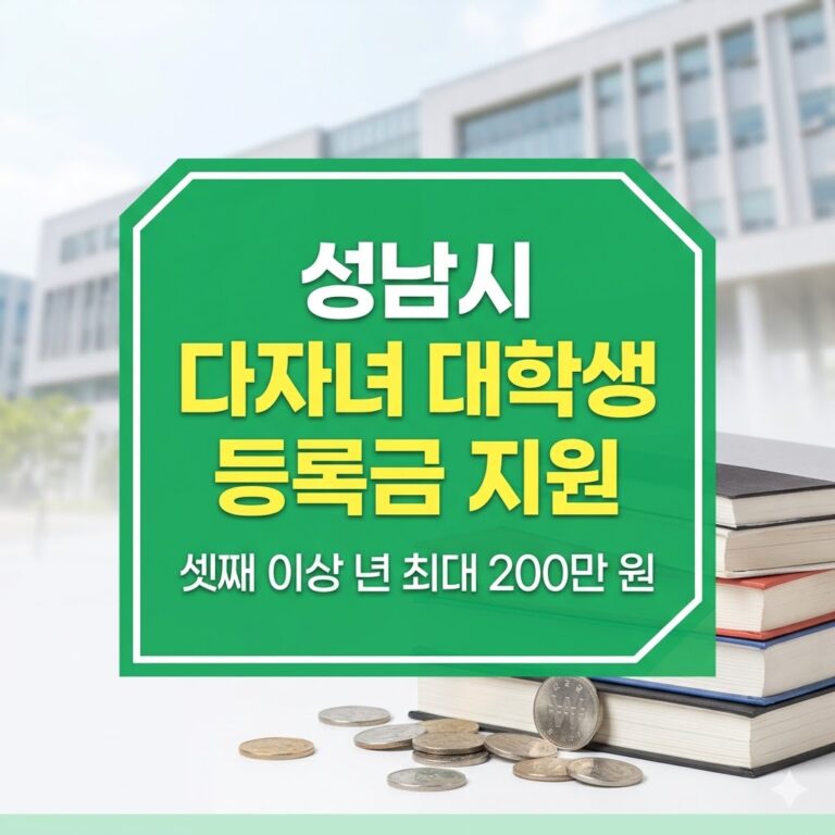 2026년 성남시 다자녀가구 대학생 등록금 지원 신청 가이드