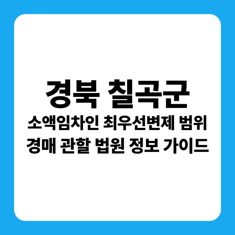 2026년 경상북도 칠곡군 부동산 경매 완벽 분석