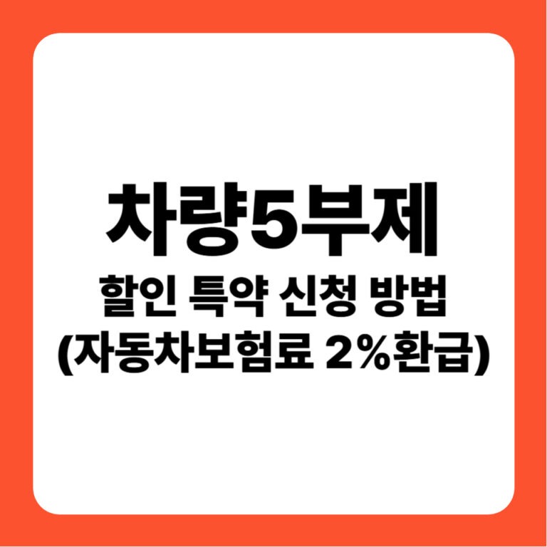 차량 5부제 할인 특약 신청 방법 및 자동차보험료 2% 환급 혜택 총정리 (5월 11일 개시)