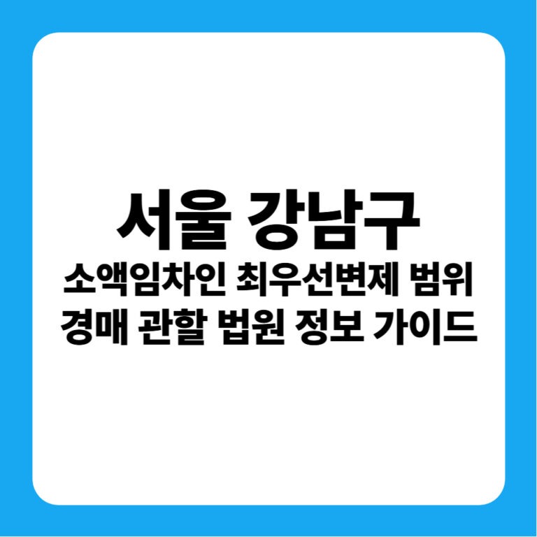서울특별시 강남구 소액임차인 최우선변제금 완벽 분석 및 실전 경매 낙찰 전략 (서울중앙지방법원 정보, 경락잔금대출 가이드)