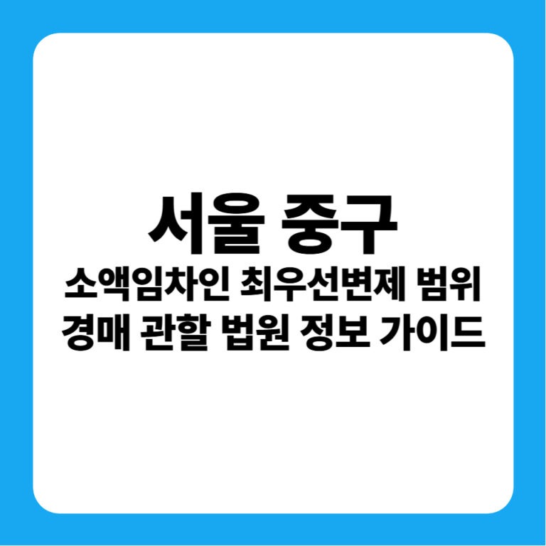 서울특별시 중구 소액임차인 최우선변제금 범위 연혁과 경매 낙찰 및 금융 전략