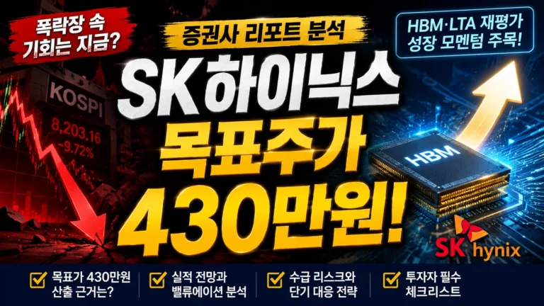 코스피 폭락장 속 SK하이닉스 목표주가 주가 전망 | 430만 원 리포트 해석과 실전 대응 전략