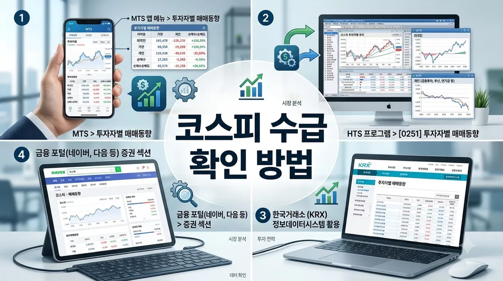 코스피 수급 확인 방법 외국인 선물 포지션 원달러 환율 실시간 매매동향 파악하기