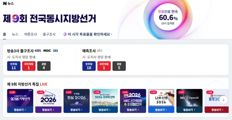 제9회 전국동시지방선거 개표방송 실시간 시청 방법 출구조사 결과 방송사별 링크 총정리