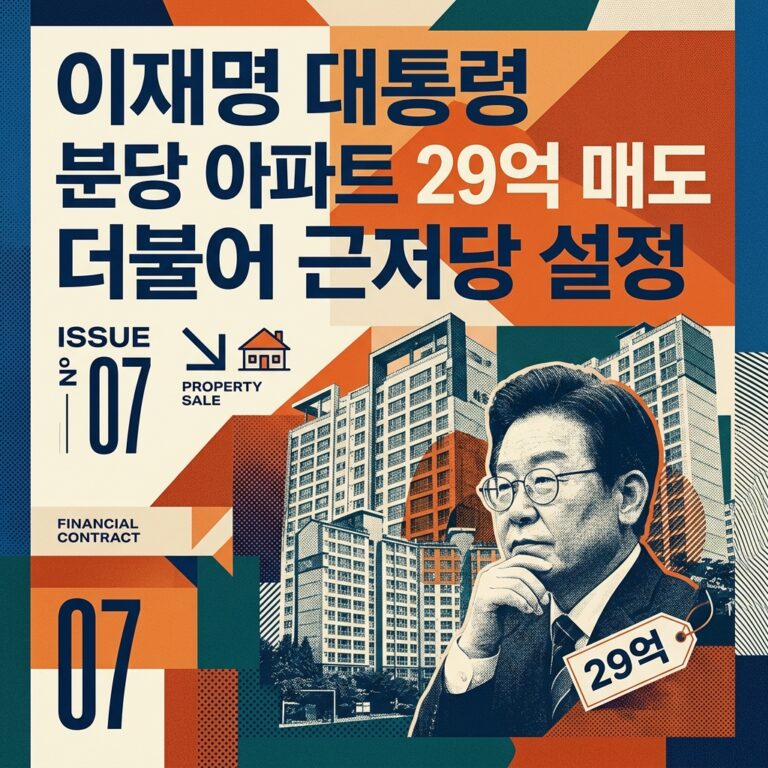 이재명 대통령 분당 아파트 29억 매도 더불어 근저당 설정