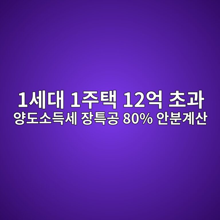 1세대 1주택 12억 초과 양도소득세 계산법 및 장특공 80% 안분계산