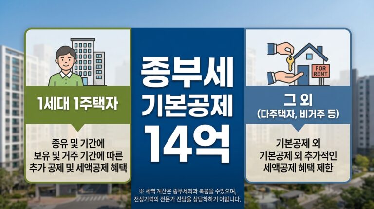 종부세 기본공제 실거주 14억 vs 비거주 12억! 확정안 기준 내 집 계산법