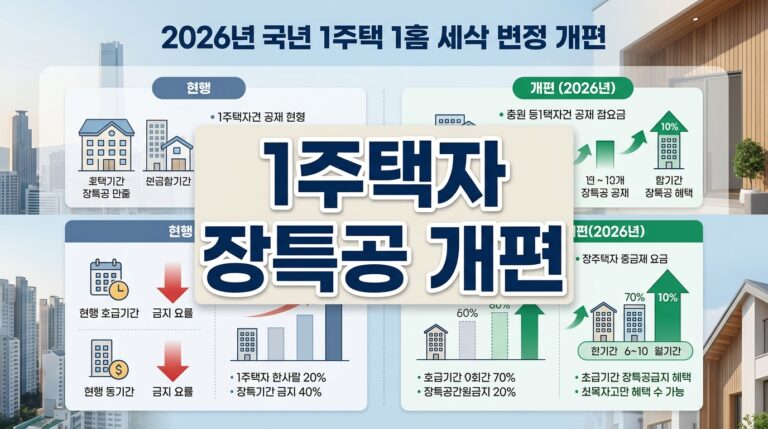 1주택자 장특공 이렇게 바뀐다! 보유공제 축소·거주공제 최대 80% 계산 예시