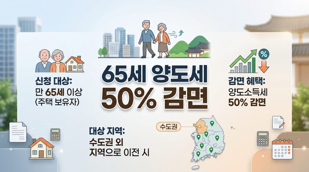 65세 이상 고령 1주택자 양도세 감면! 수도권 팔고 지방 이주 시 50%