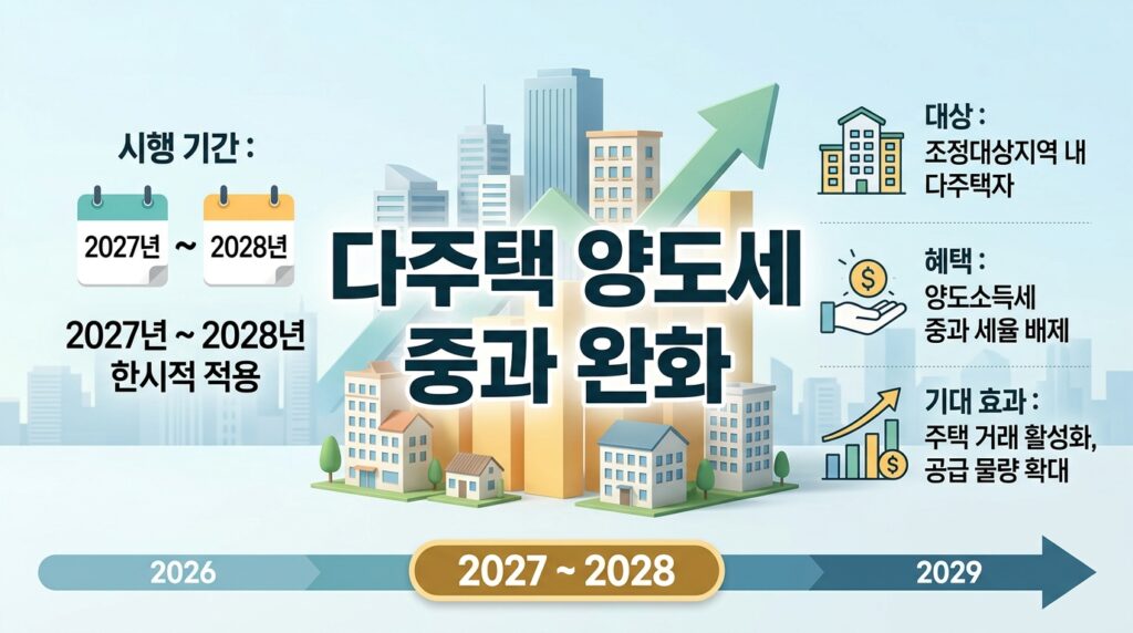 다주택자 양도세 중과 한시 완화! 2027·2028년 언제 팔아야 유리할까