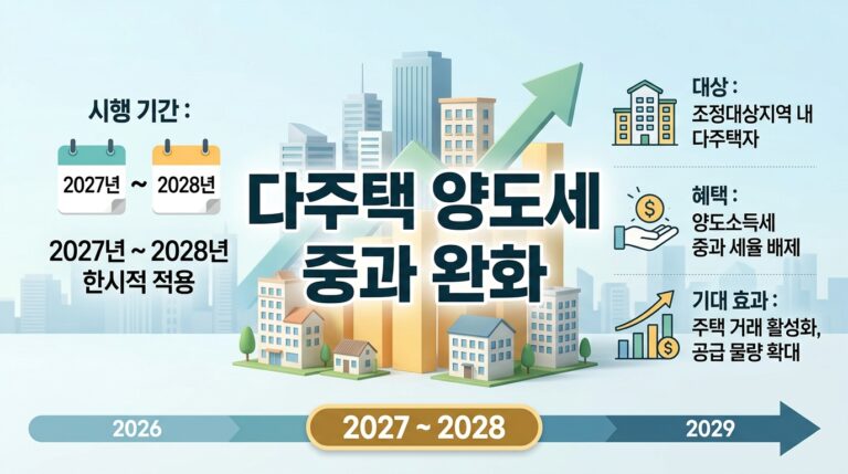 다주택자 양도세 중과 한시 완화! 2027·2028년 언제 팔아야 유리할까