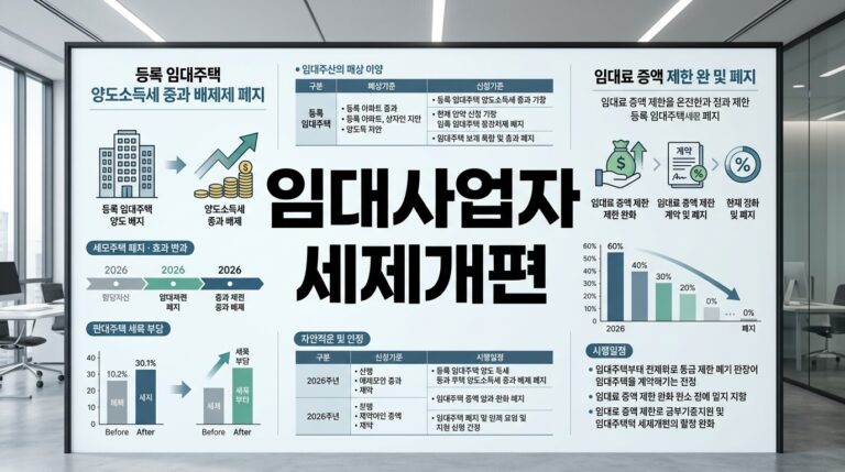 임대사업자 세제 개편! 매입임대 아파트 중과배제 종료·상생임대·감면 축소