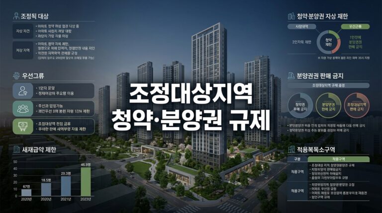 조정대상지역 청약·분양권 규칙: 1순위 조건·가점제 비율·재당첨 7년·전매제한 3년 총정리