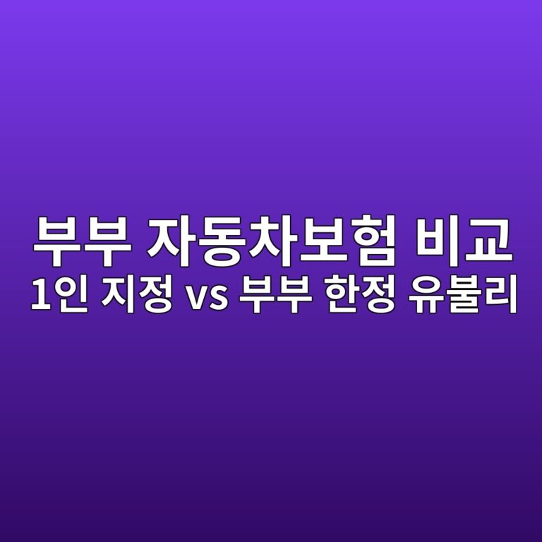 부부 다이렉트 자동차보험 비교, 1인 지정 vs 부부 한정 유불리와 경력 인정 등록법 | 보험개발원 공시기준