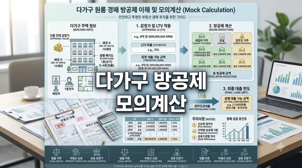 다가구/원룸 경매 낙찰 전 필수: 방 개수별 방공제 차감액 모의계산