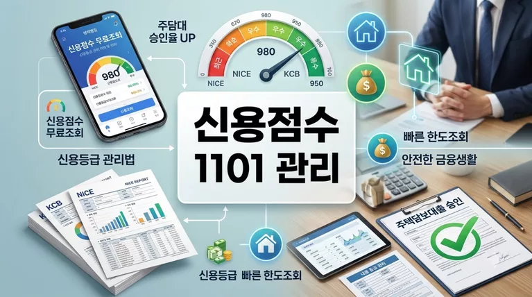 신용점수(KCB/NICE) 무료 조회 및 주담대 승인율 높이는 1101 코드 관리