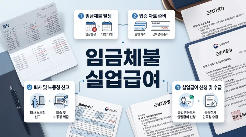 임금체불 퇴사 실업급여 신청, 급여 밀림·최저임금 미달 시 인정 요건