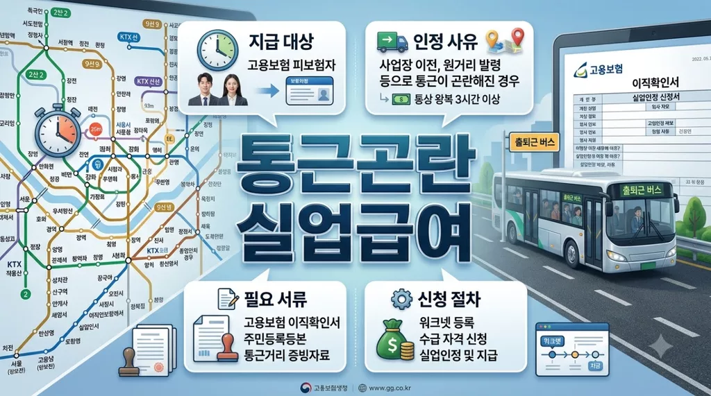 통근곤란 실업급여 인정 기준, 출퇴근 왕복 3시간 증빙과 신청 방법