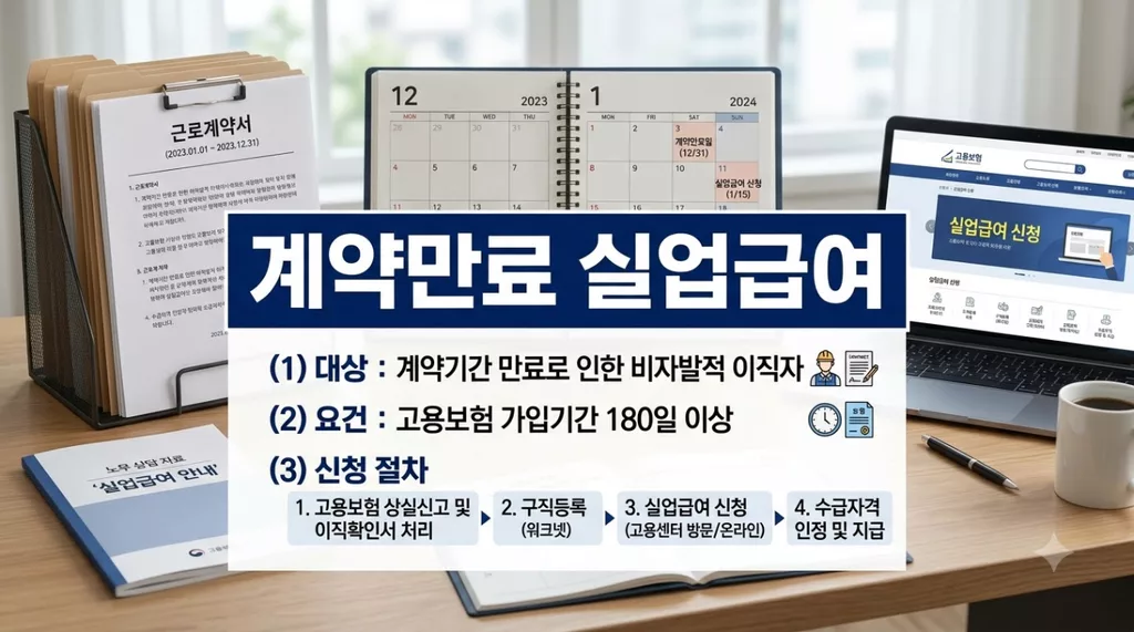 계약만료 실업급여 수급자격, 계약직 갱신 거절 시 이직확인서 확인법