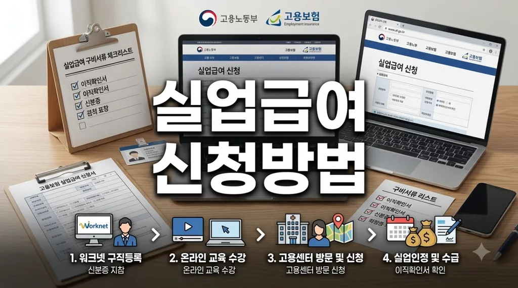 실업급여 신청방법 실전 절차, 워크넷 구직등록부터 고용센터 방문까지