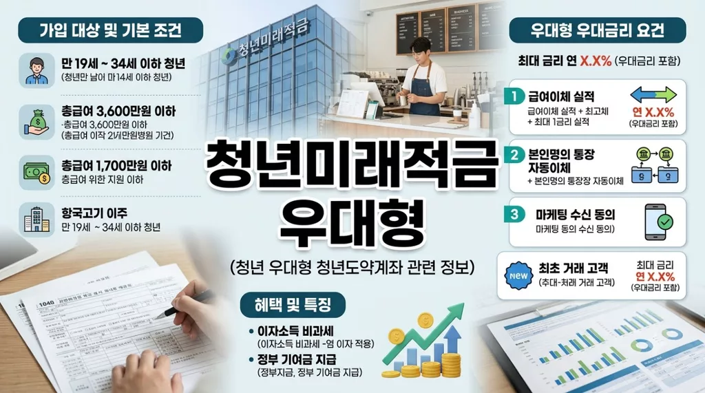 청년미래적금 우대형 조건, 중소기업 재직자와 소상공인 기여금 2배 받는 법