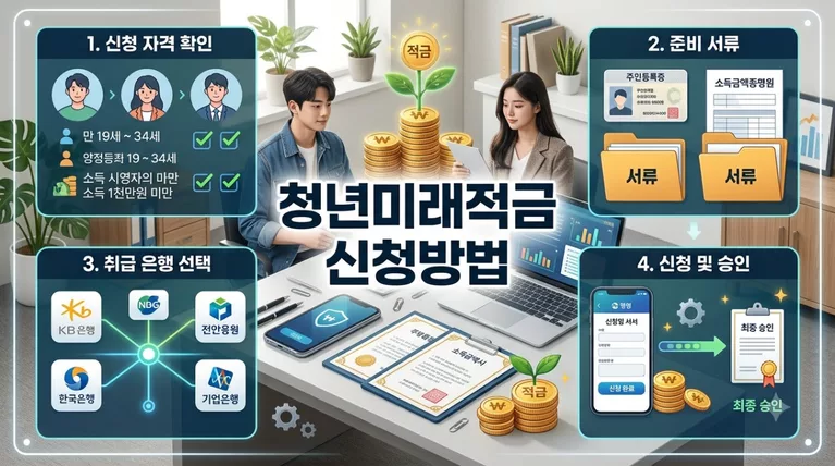 청년미래적금 신청방법 A to Z, 은행 앱 신청부터 웹페이지 서류 제출 4단계
